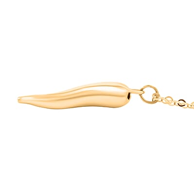 Italian Horn Pendant Necklace in 10K Yellow Gold 1.39 Grams 18-20 Inches