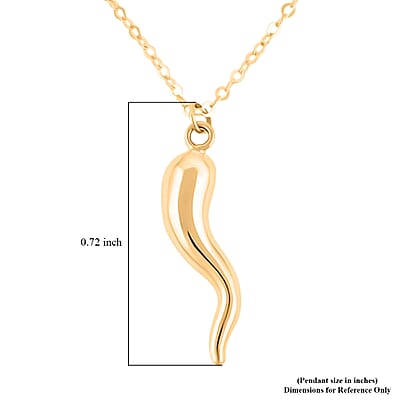 Italian Horn Pendant Necklace in 10K Yellow Gold 1.39 Grams 18-20 Inches