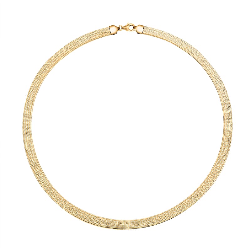 Mega Clearance Italian 10K Yellow Gold Greek Key 6mm Omega Mesh Necklace (18 Inches) (4 g)