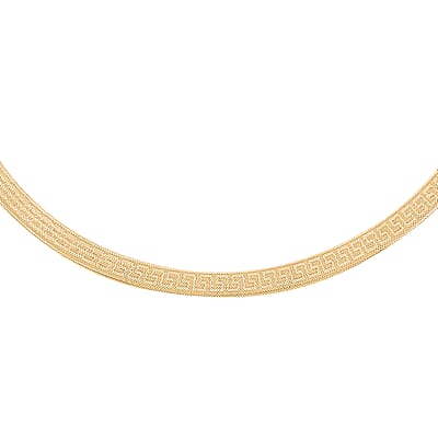 Mega Clearance Italian 10K Yellow Gold Greek Key 6mm Omega Mesh Necklace (18 Inches) (4 g)