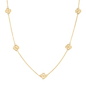 10K Yellow Gold Clover Stations Necklace (20 Inches) (1.25 g)
