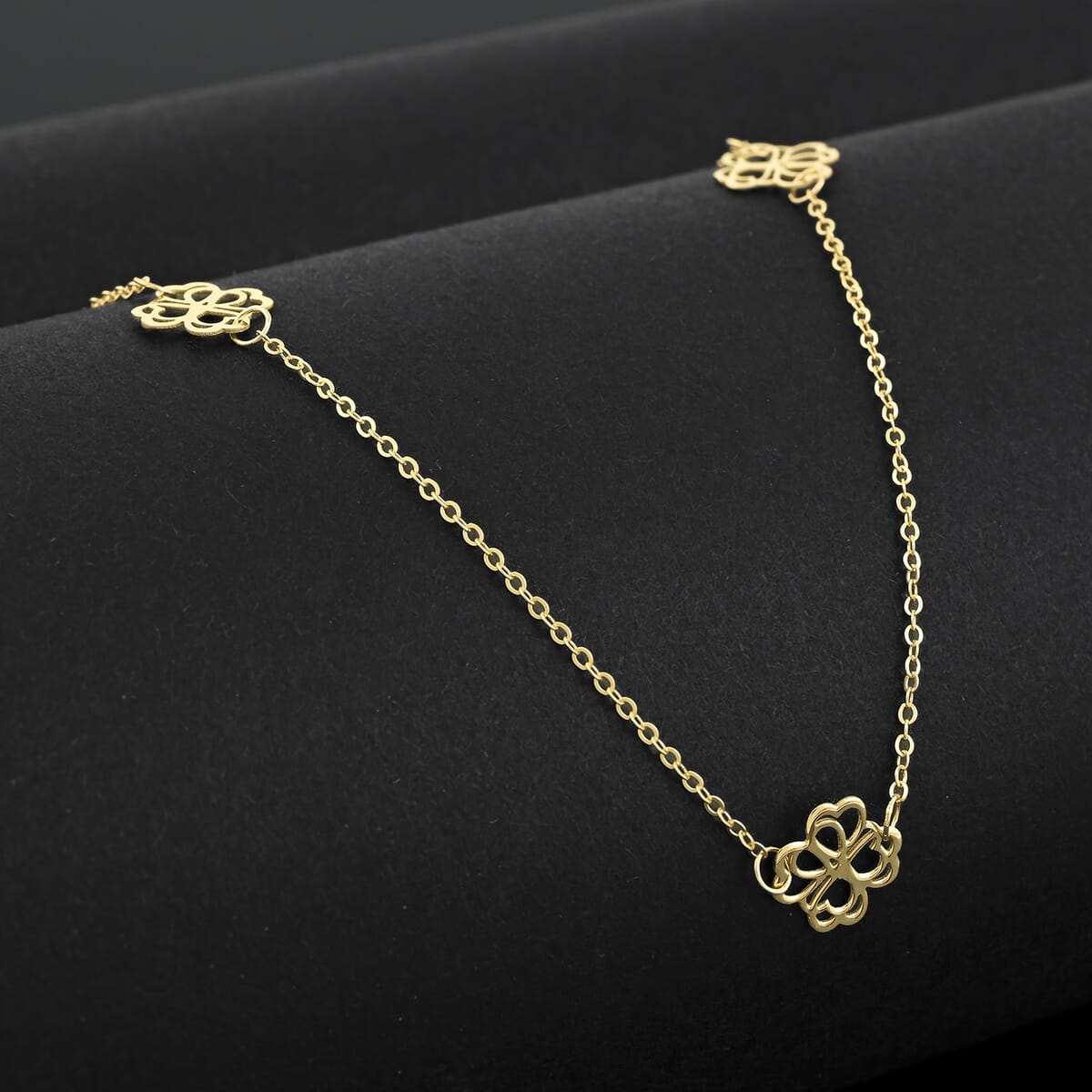 10K Yellow Gold Clover Stations Necklace (20 Inches) (1.25 g) image number 1