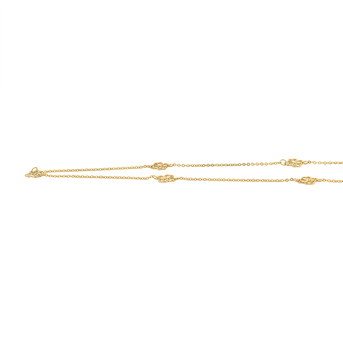 10K Yellow Gold Clover Stations Necklace (20 Inches) (1.25 g) image number 2