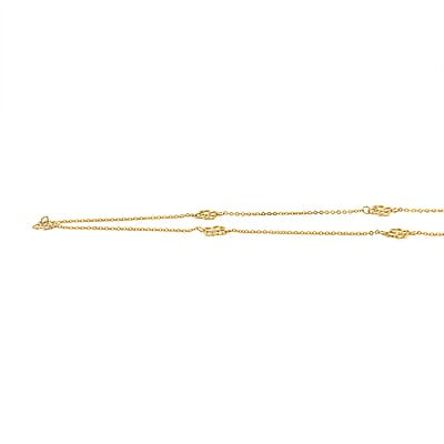 10K Yellow Gold Clover Stations Necklace (20 Inches) (1.25 g)