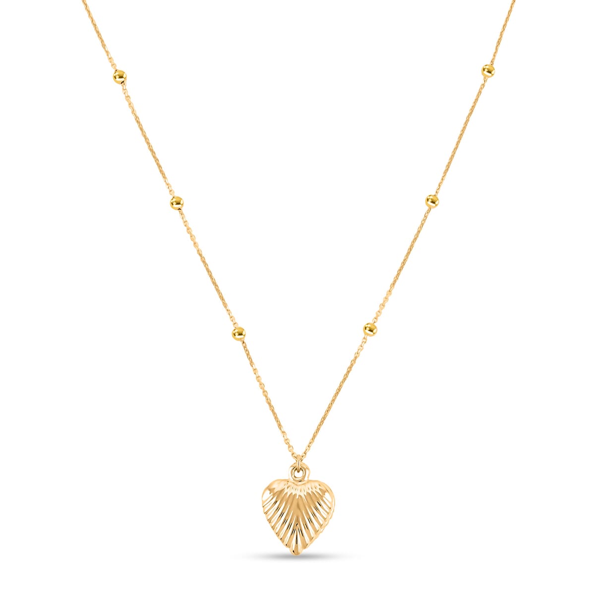 10K Yellow Gold Diamond-Cut Heart Beads Necklace (20 Inches) (1.57 g) image number 0