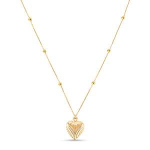 10K Yellow Gold Diamond-Cut Heart Beads Necklace (20 Inches) (1.57 g)