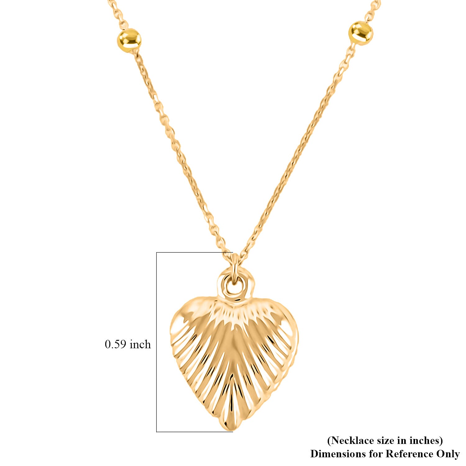 10K Yellow Gold Diamond-Cut Heart Beads Necklace (20 Inches) (1.57 g)