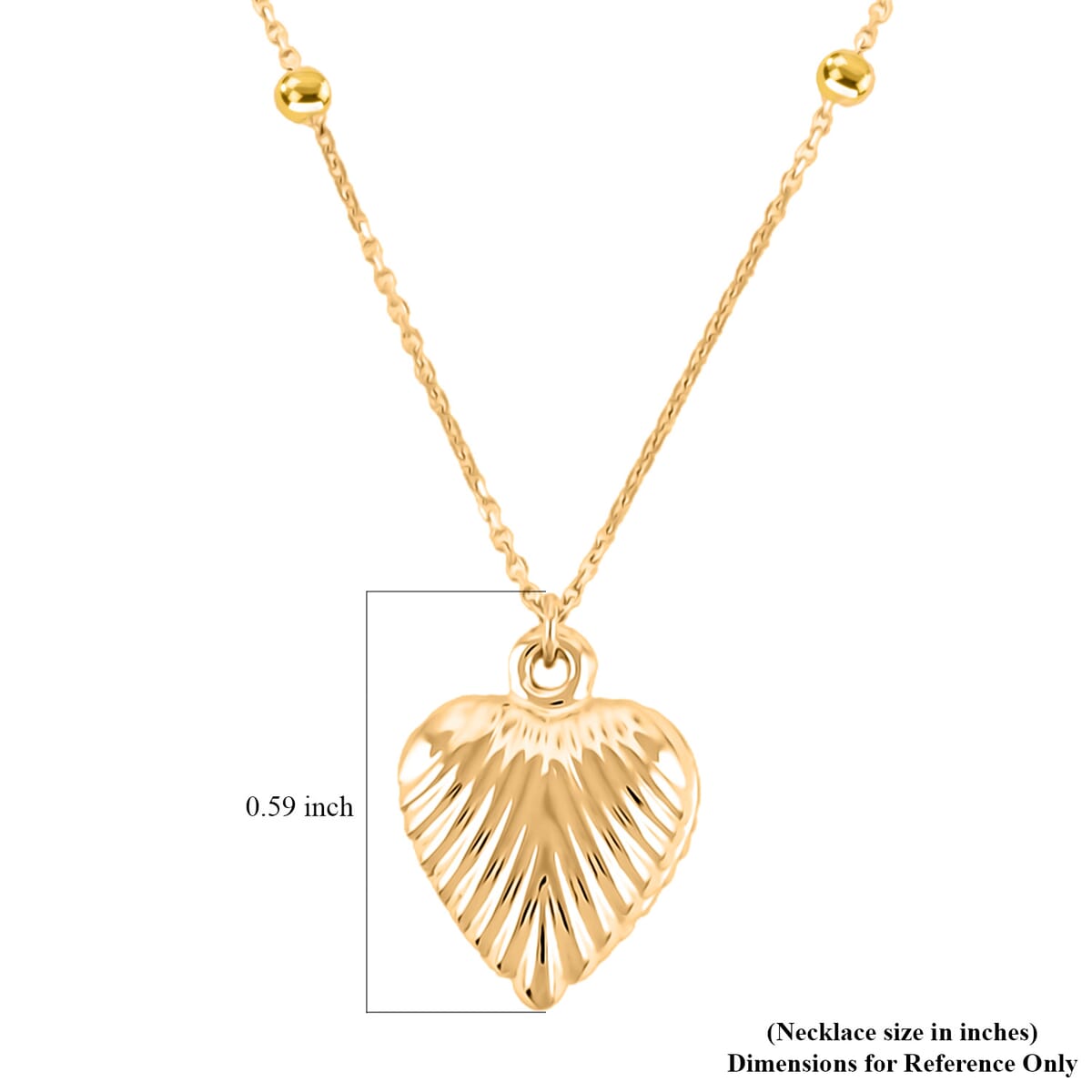 10K Yellow Gold Diamond-Cut Heart Beads Necklace (20 Inches) (1.57 g) image number 4