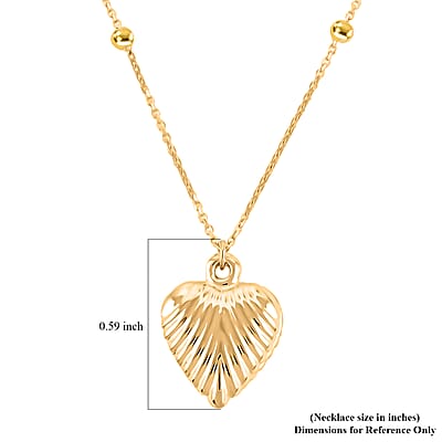 10K Yellow Gold Diamond-Cut Heart Beads Necklace (20 Inches) (1.57 g)