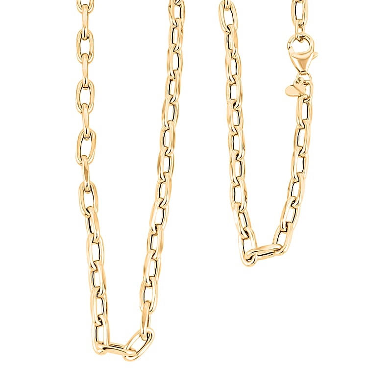 Italian Faceted Mirror Link Oval Necklace in 10K Yellow Gold 5.34 Grams 20 Inches
