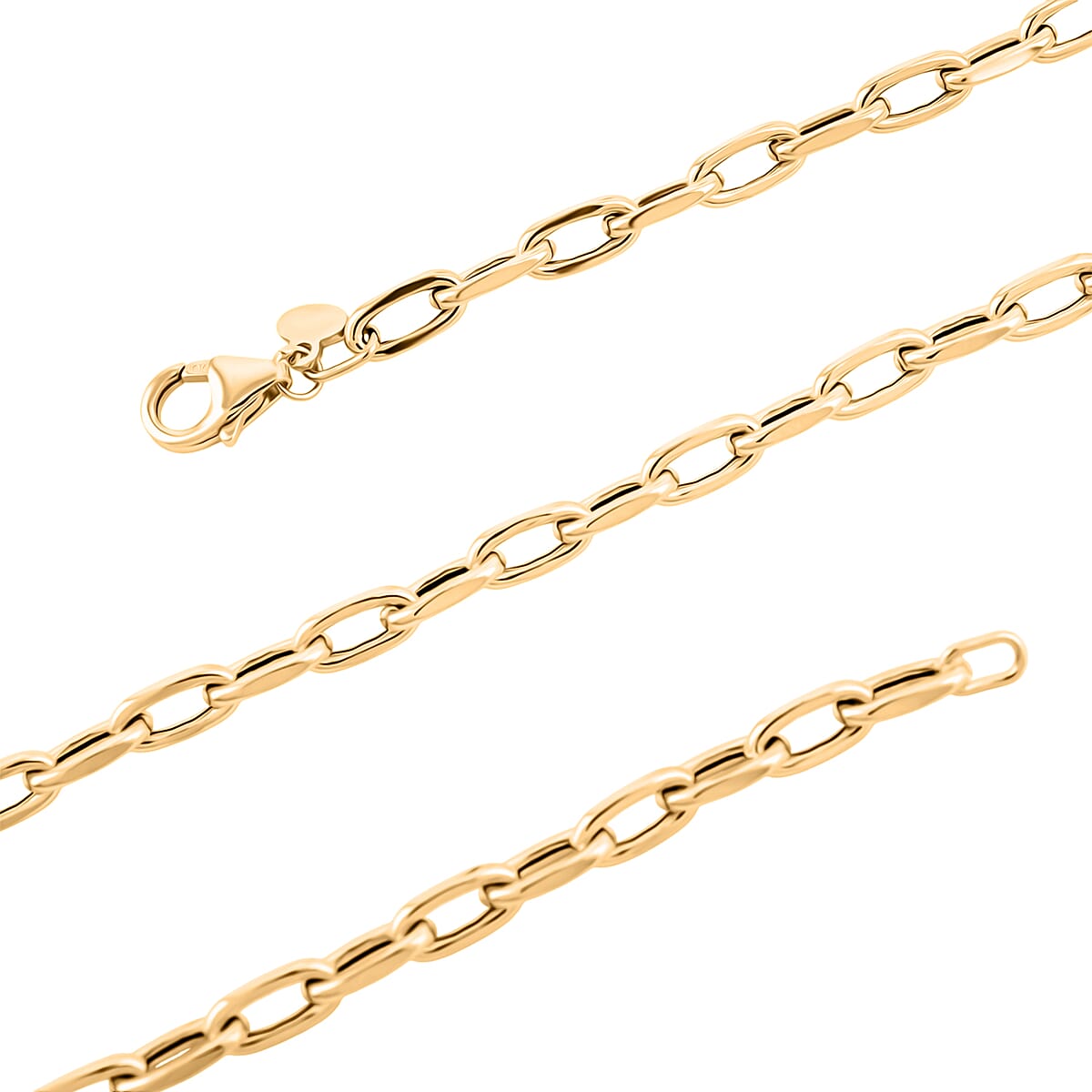 Italian Faceted Mirror Link Oval Necklace in 10K Yellow Gold 5.34 Grams 20 Inches image number 3