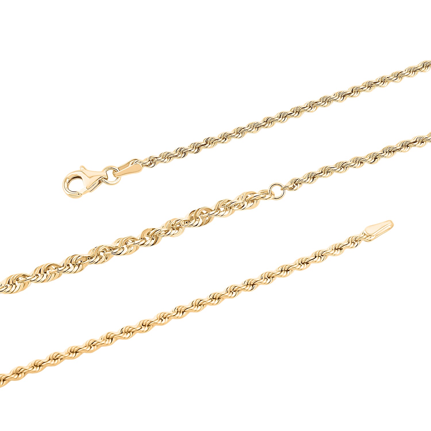 Italian 10K Yellow Gold Graduated Mirror Rope Necklace 20 Inches 3 Grams