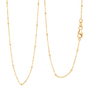 Beaded Chain Necklace in 10K Yellow Gold 20 Inches 1.2 Grams