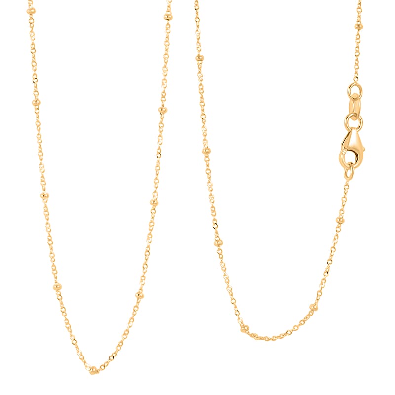 Italian Beaded Chain Necklace in 10K Yellow Gold 20 Inches 1.2 Grams