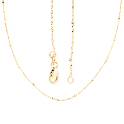 Italian Beaded Chain Necklace in 10K Yellow Gold 20 Inches 1.2 Grams