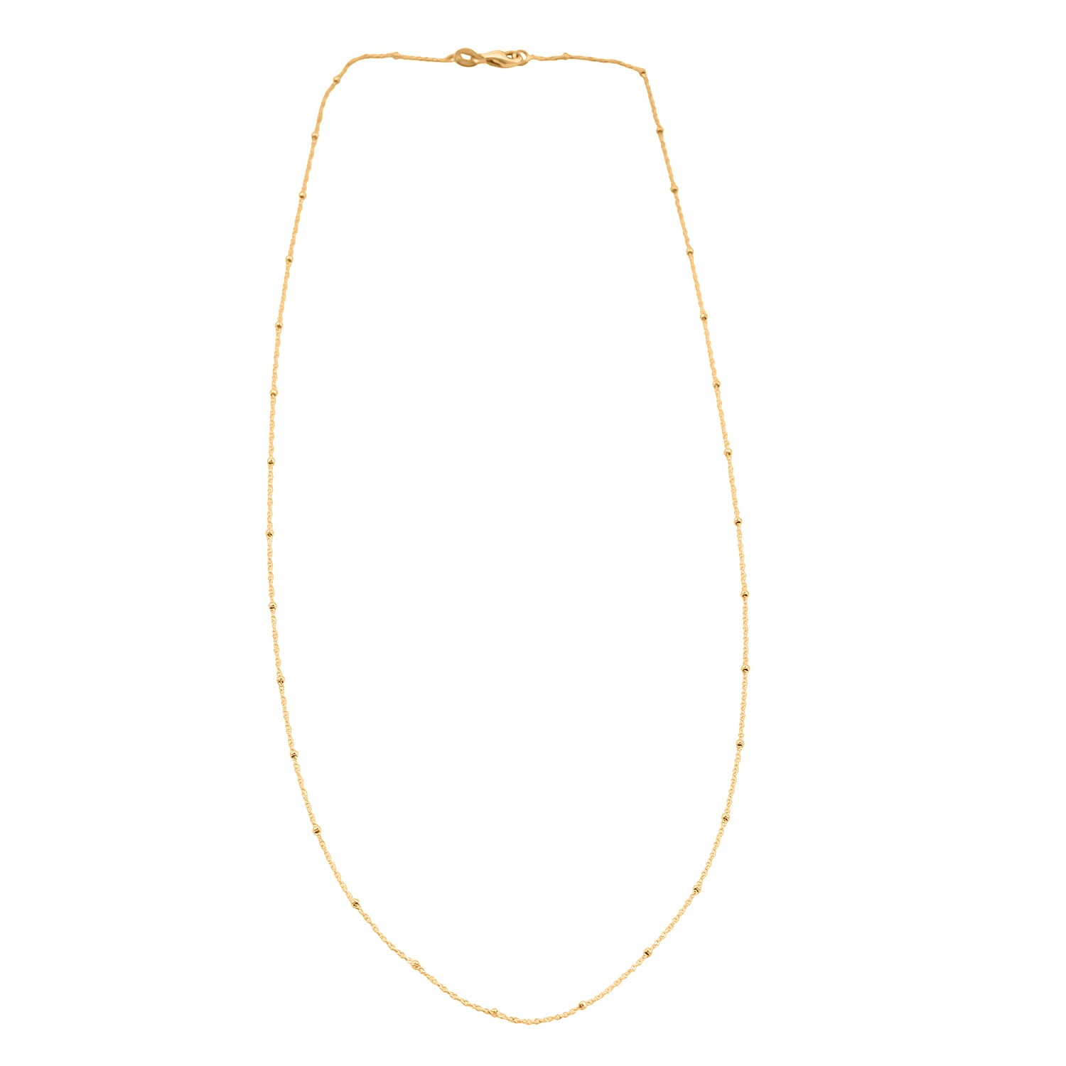 Italian Beaded Chain Necklace in 10K Yellow Gold 20 Inches 1.2 Grams