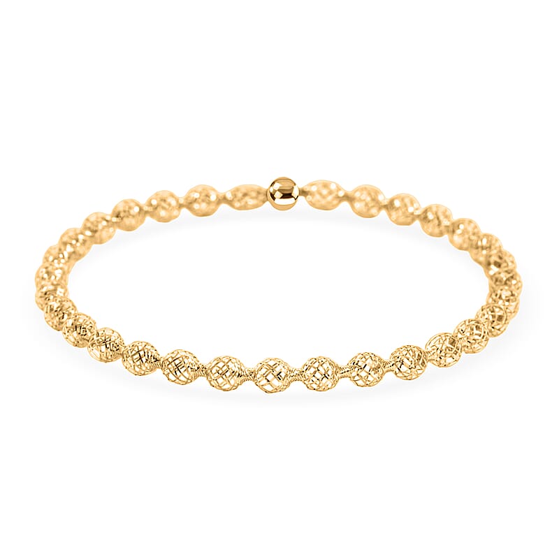 Italian Adjustable 18K Yellow Gold Mesh Stretch Bangle Bracelet (1.7 g)