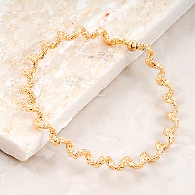 Italian Adjustable 18K Yellow Gold Mesh Stretch Bangle Bracelet (2 g)