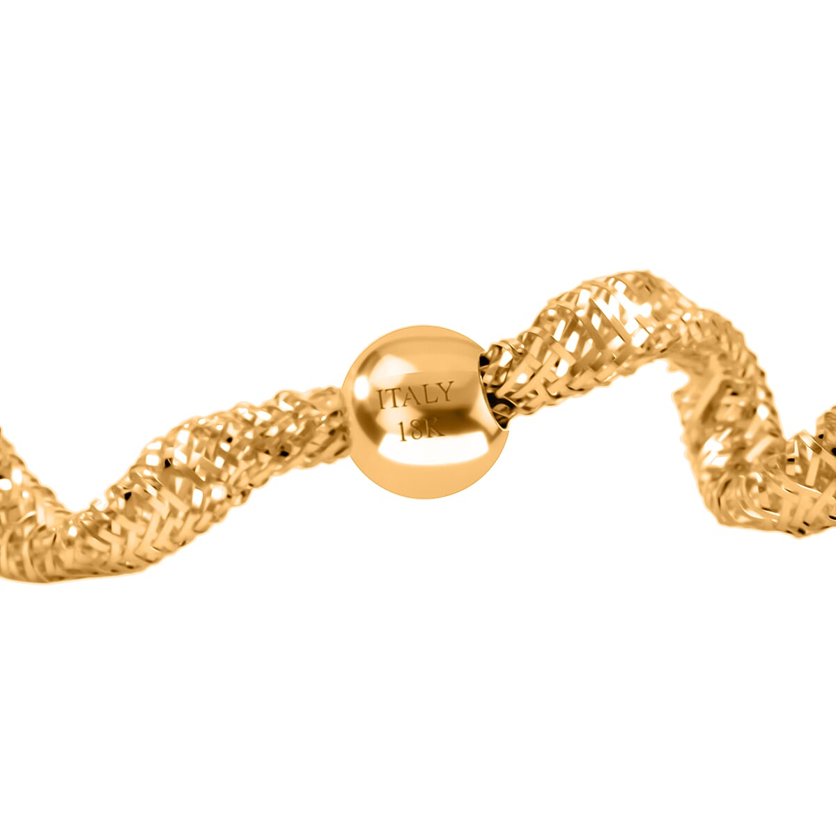 Italian Adjustable 18K Yellow Gold Mesh Stretch Bangle Bracelet (2 g) image number 2