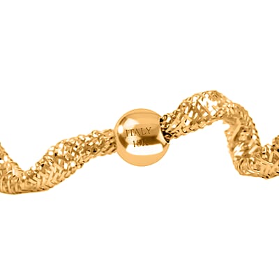 Italian Adjustable 18K Yellow Gold Mesh Stretch Bangle Bracelet (2 g)