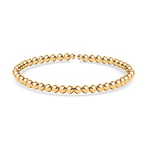 10K Yellow Gold 4mm Bead Flex Bangle Bracelet (Adjustable) 2.80g Included Titanium Weight