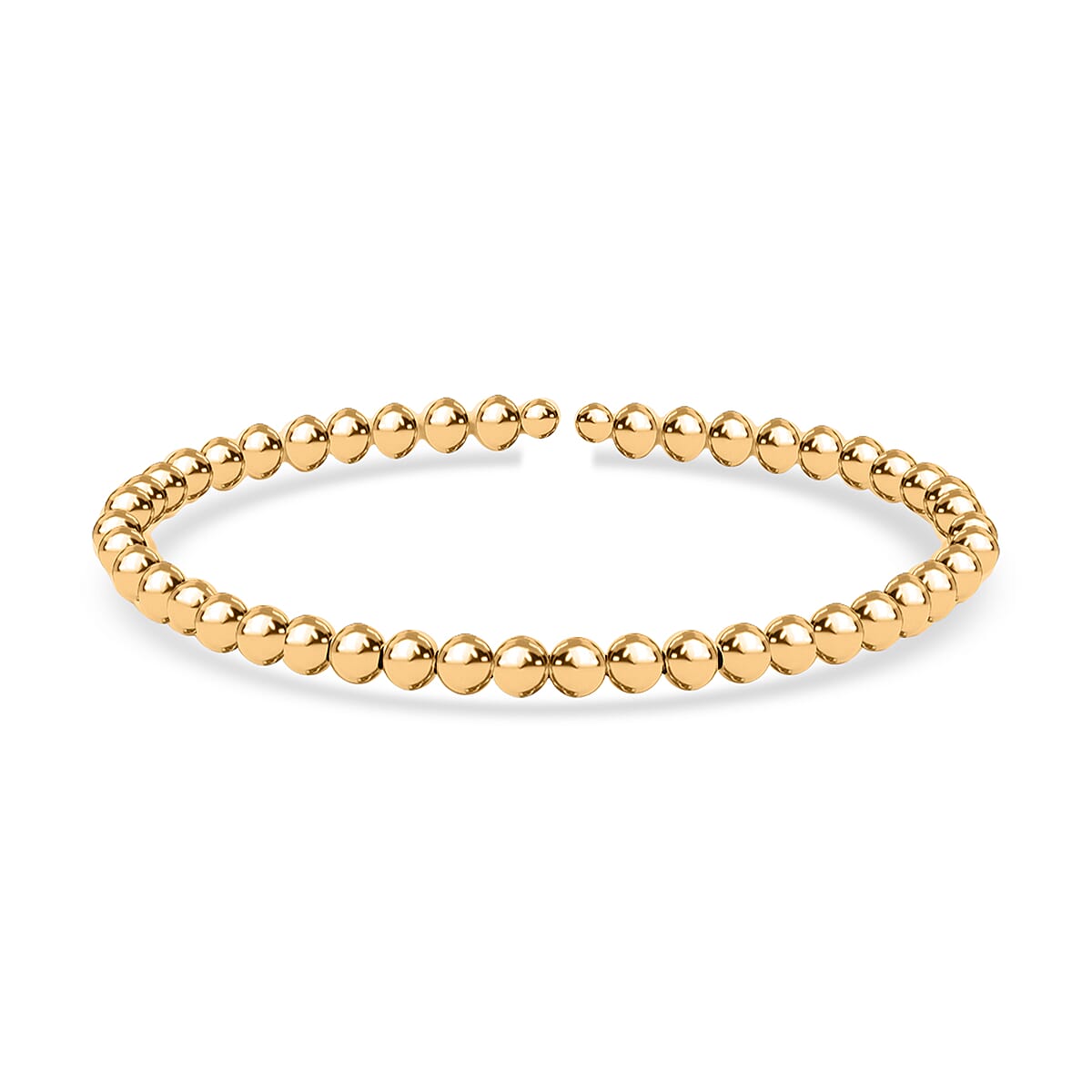 10K Yellow Gold 4mm Bead Flex Bangle Bracelet (Adjustable) 2.80g Included Titanium Weight image number 1