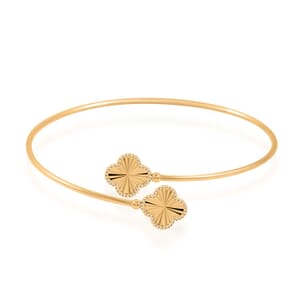 Italian 10K Yellow Gold Bypass Clover Flex Bangle Bracelet (7.0 In) (3 g)
