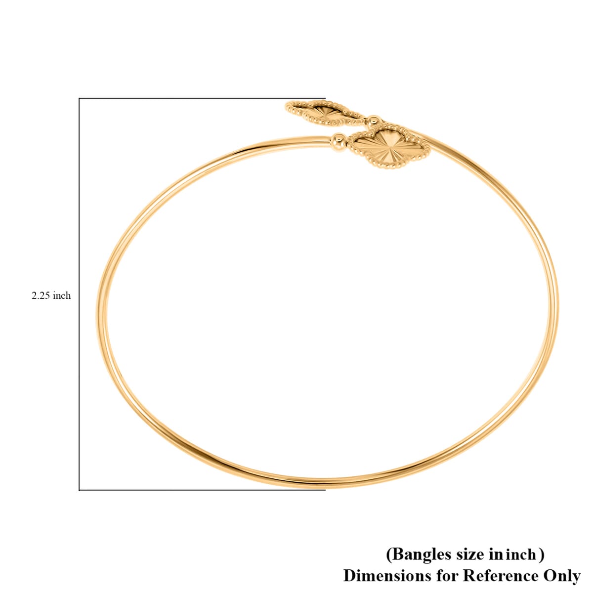 Italian 10K Yellow Gold Bypass Clover Flex Bangle Bracelet (7.0 In) (3 g) image number 2