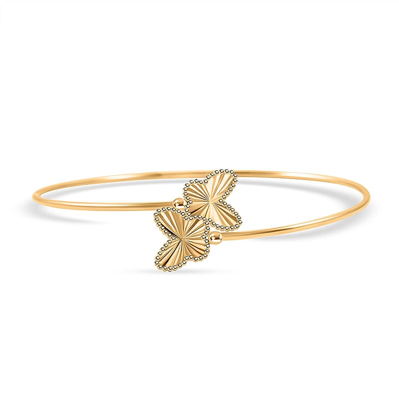 Italian 10K Yellow Gold Bypass Butterfly Flex Bangle Bracelet (7.0 In) (2.9 g)