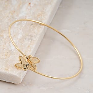 Italian 10K Yellow Gold Bypass Butterfly Flex Bangle Bracelet (7.0 In) (2.9 g)