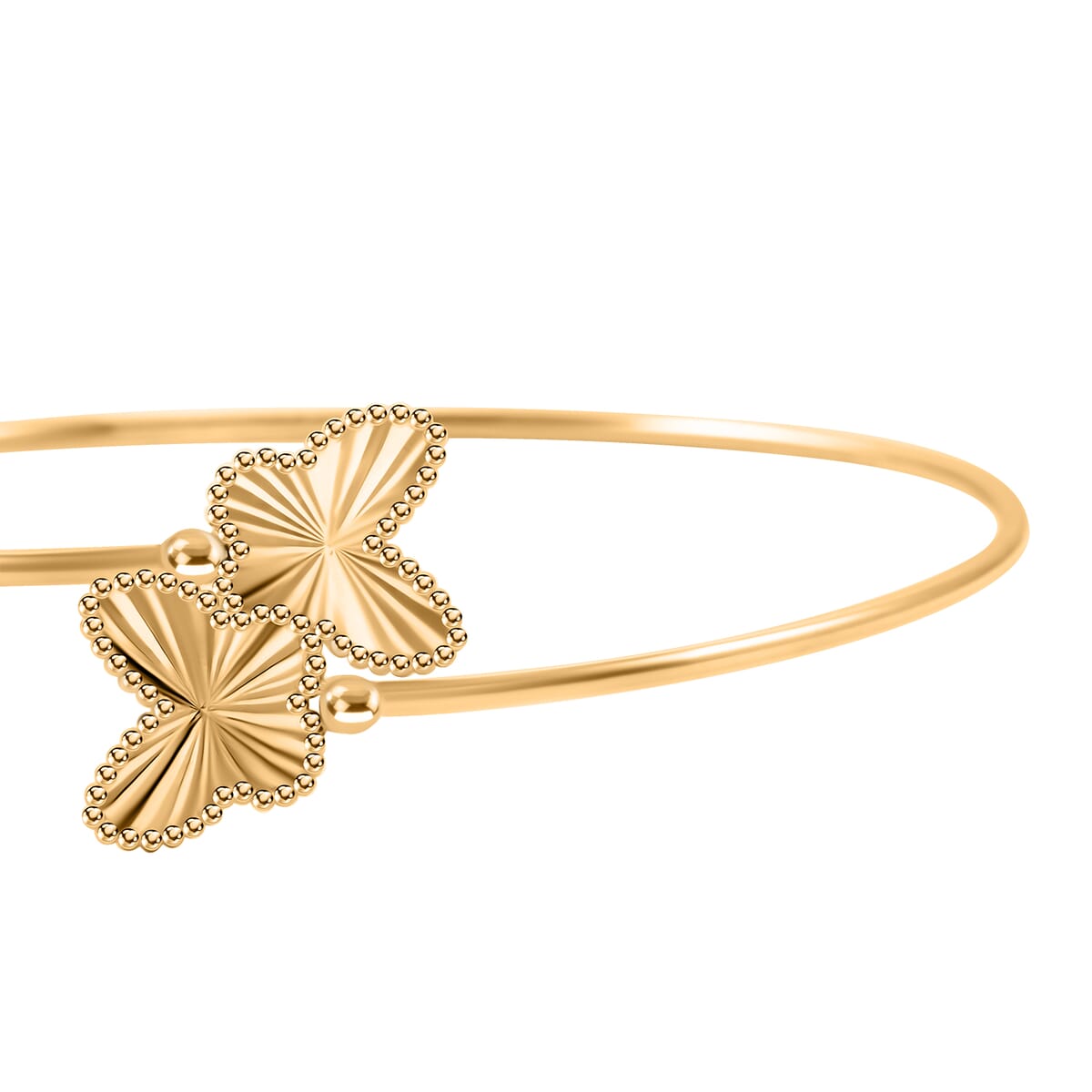 Italian 10K Yellow Gold Bypass Butterfly Flex Bangle Bracelet (7.0 In) (2.9 g) image number 3