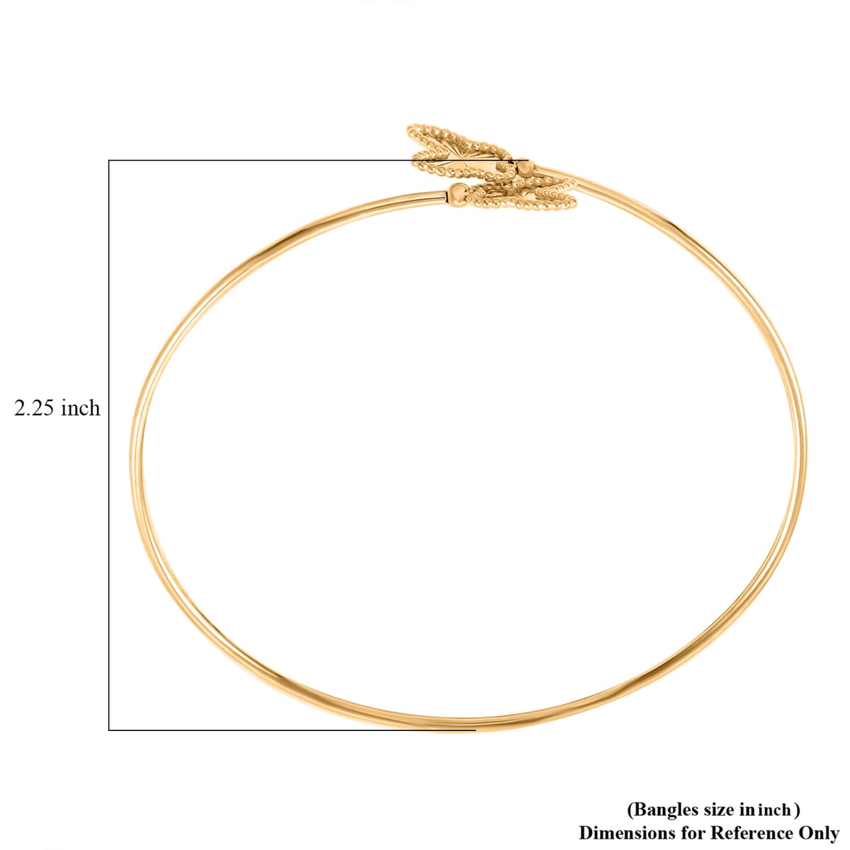 Italian 10K Yellow Gold Bypass Butterfly Flex Bangle Bracelet (7.0 In) (2.9 g) image number 4