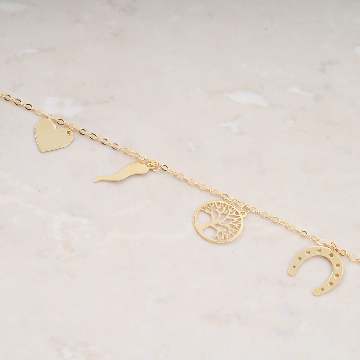 10K Yellow Gold Lucky Charms Chain Bracelet (7-7.5In) (1 g) (7.00 In) image number 1