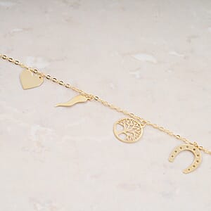 10K Yellow Gold Lucky Charms Chain Bracelet (7-7.5In) (1 g)