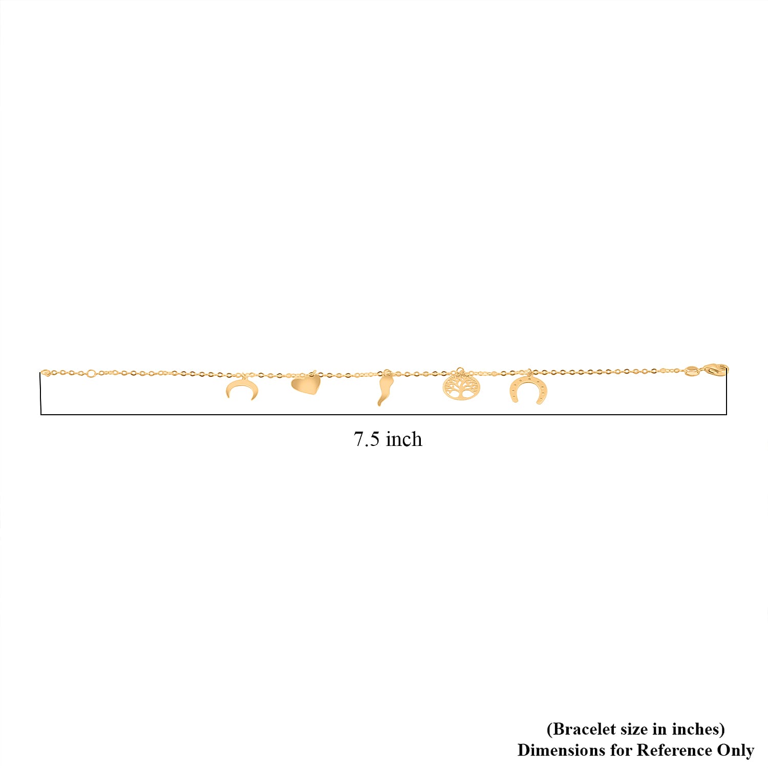 10K Yellow Gold Lucky Charms Chain Bracelet (7-7.5In) (1 g)
