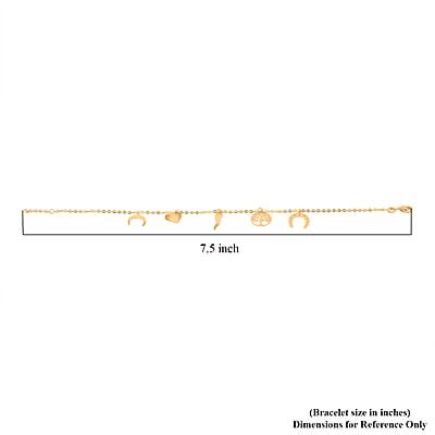 10K Yellow Gold Lucky Charms Chain Bracelet (7-7.5In) (1 g)