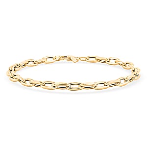 10K Yellow Gold Faceted Mirror Link Oval Bracelet (7.50 In) (2.42 g)