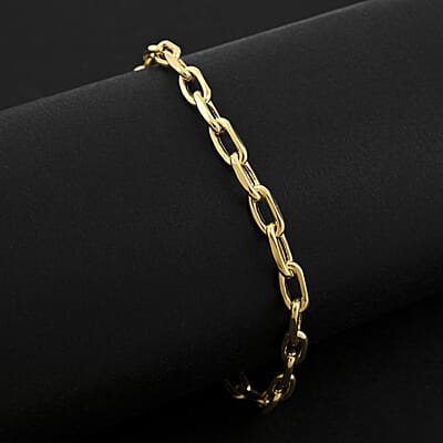 10K Yellow Gold Faceted Mirror Link Oval Bracelet (7.50 In) (2.42 g)