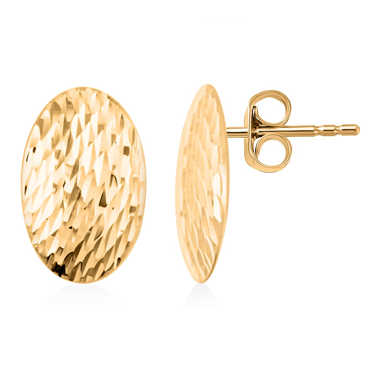 10K Yellow Gold Italian Diamond-Cut Oval Stud Earrings (1.36 g) image number 0