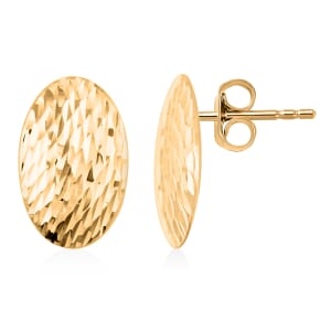 10K Yellow Gold Italian Diamond-Cut Oval Stud Earrings (1.36 g)