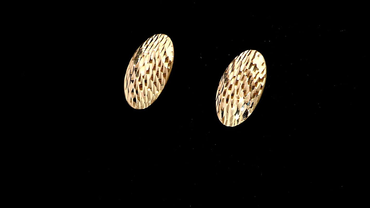 10K Yellow Gold Italian Diamond-Cut Oval Stud Earrings (1.36 g)