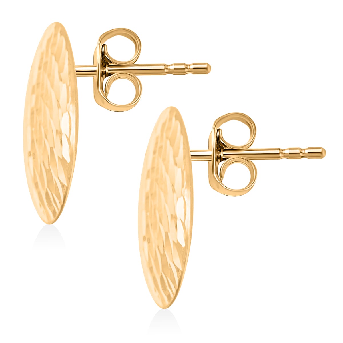 10K Yellow Gold Italian Diamond-Cut Oval Stud Earrings (1.36 g) image number 3