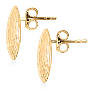 10K Yellow Gold Italian Diamond-Cut Oval Stud Earrings (1.36 g)