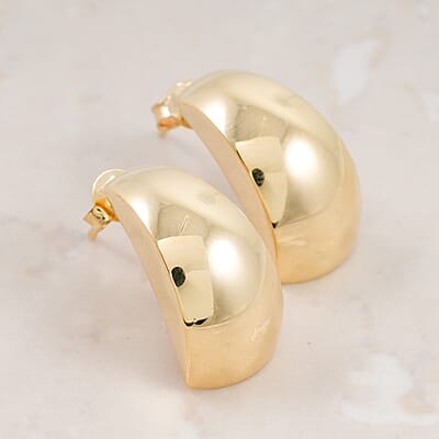Italian 10K Yellow Gold Mirror Shield Earrings (2.47 g)