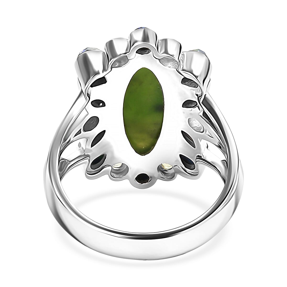 Sajen Silver Nephrite Jade and Multi Gemstone 8.00 ctw Ring in Rhodium Over Sterling Silver (Size 10.0) image number 4