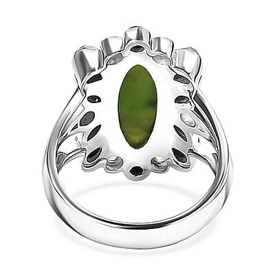 Sajen Silver Nephrite Jade and Multi Gemstone 8.00 ctw Ring in Rhodium Over Sterling Silver (Size 10.0)