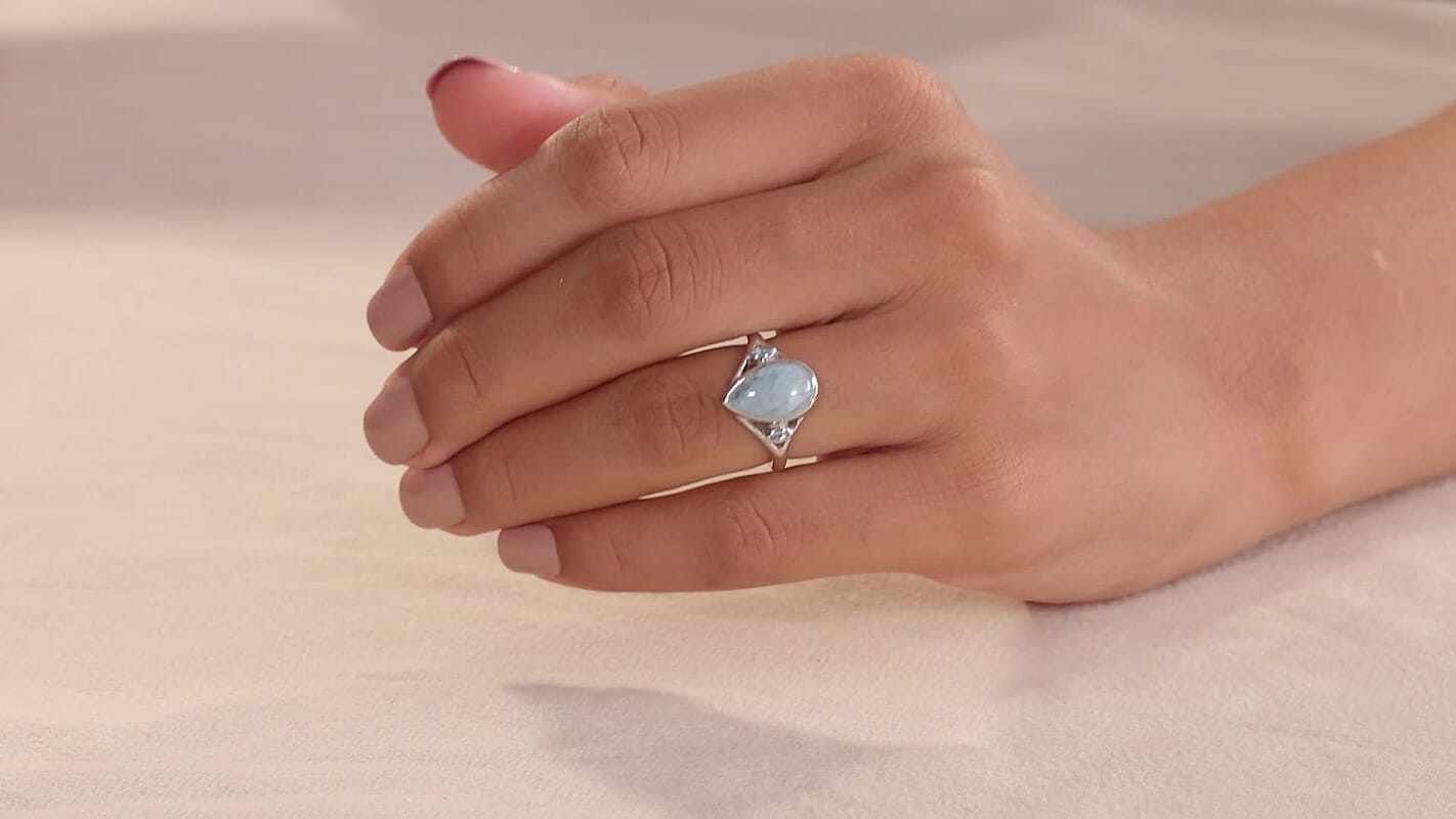 Sajen Silver Aquamarine and Swiss Blue Topaz 3.75 ctw Ring in Rhodium Over Sterling Silver