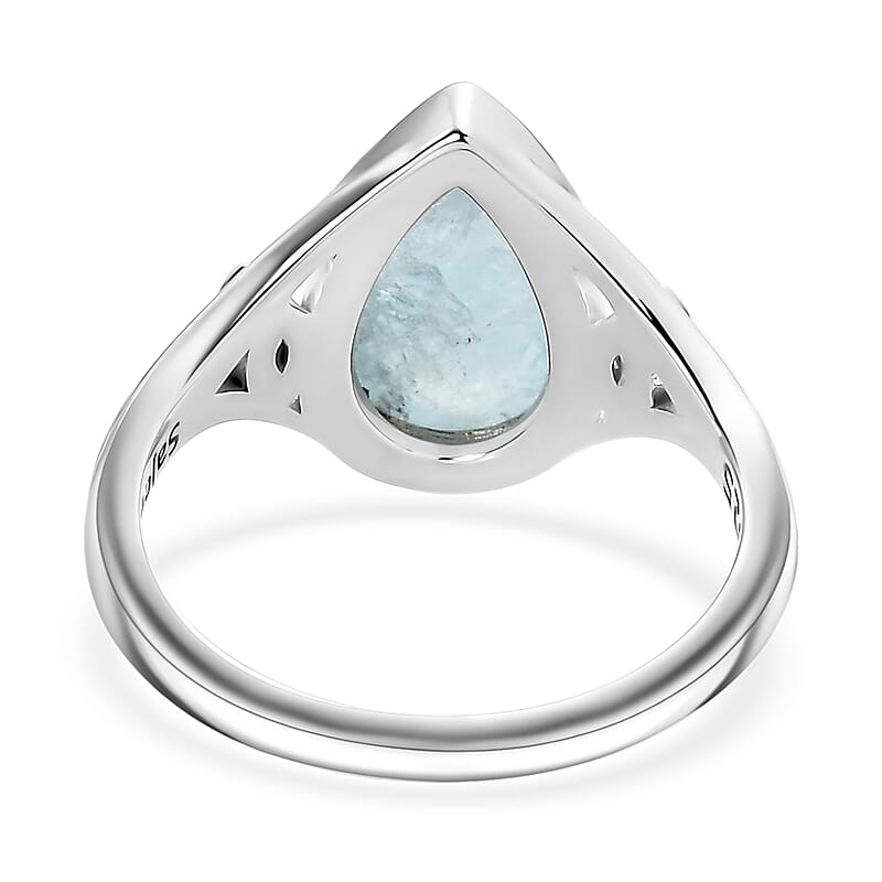 Sajen Silver Aquamarine and Swiss Blue Topaz 3.75 ctw Ring in Rhodium Over Sterling Silver (Size 10.0)