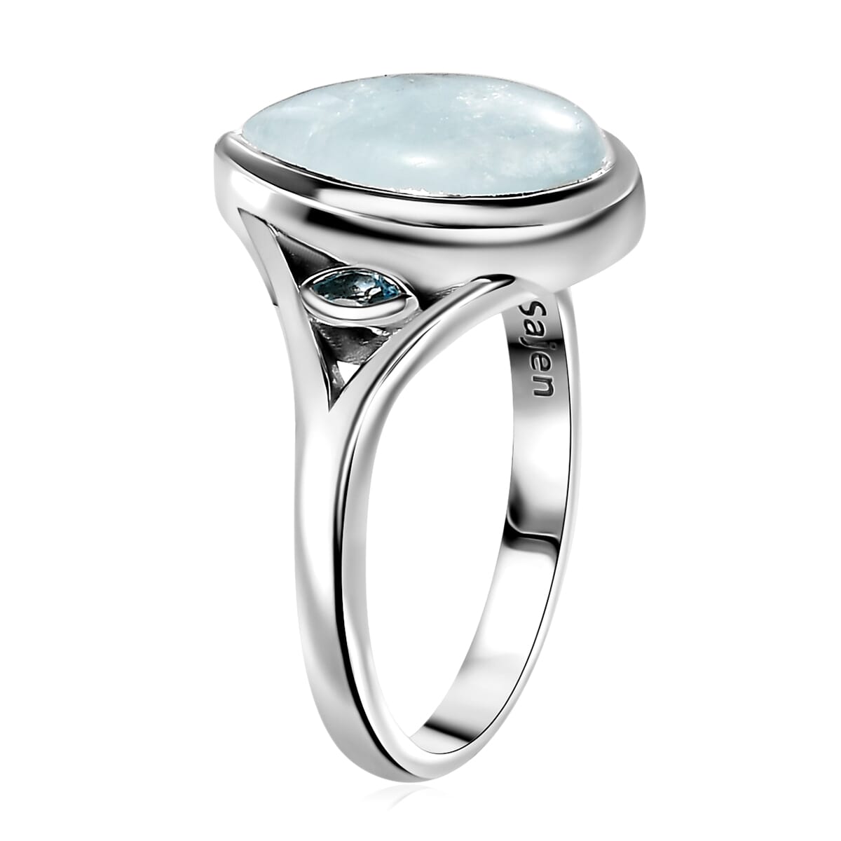 Sajen Silver Aquamarine and Swiss Blue Topaz 3.75 ctw Ring in Rhodium Over Sterling Silver (Size 7.0) image number 3