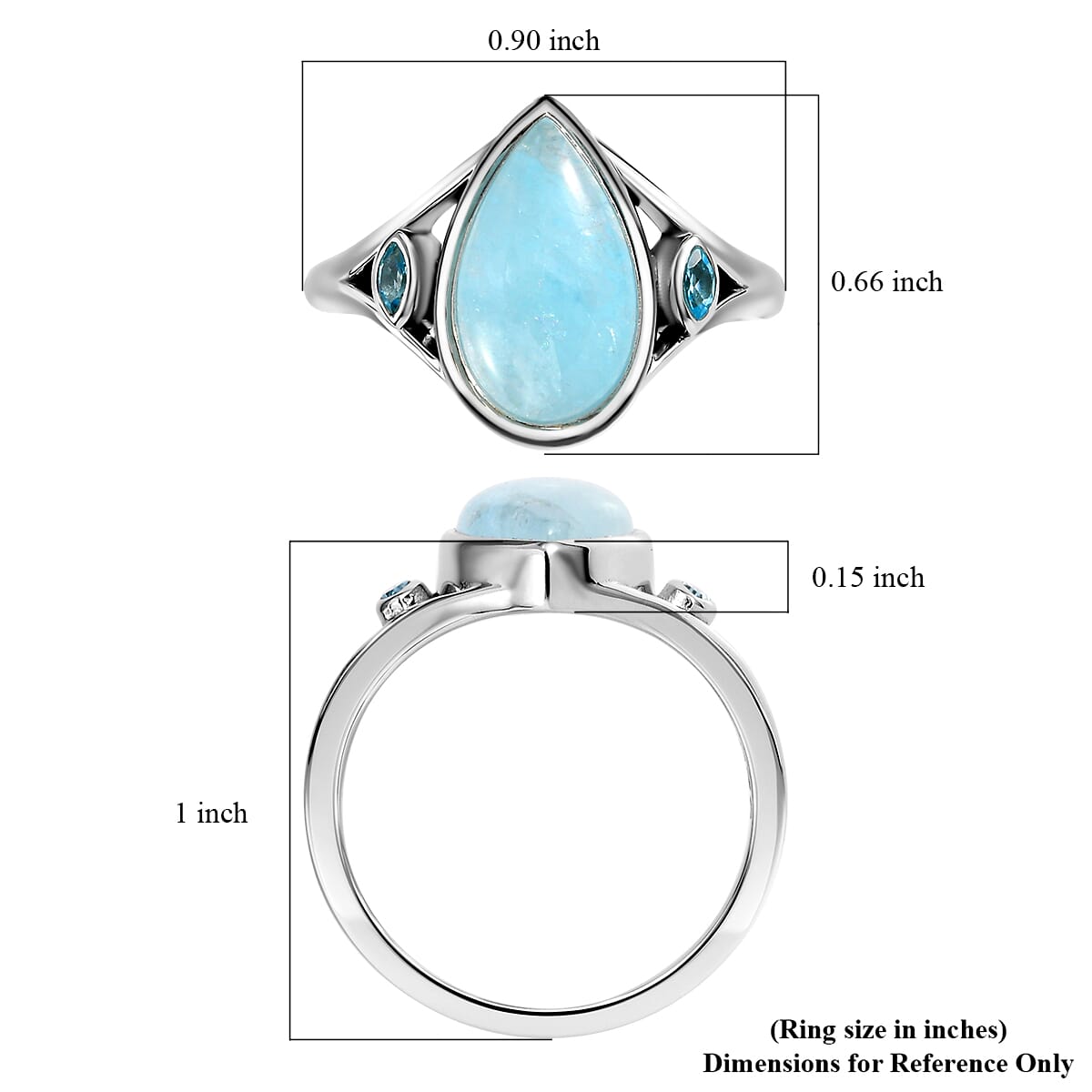 Sajen Silver Aquamarine and Swiss Blue Topaz 3.75 ctw Ring in Rhodium Over Sterling Silver (Size 7.0) image number 5